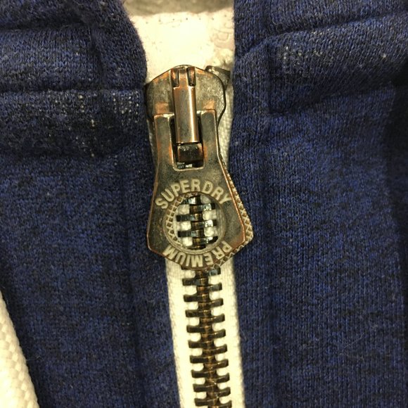 Superdry Men's Small Hoodie Full Zip Navy Blue Sweater - Picture 3 of 6